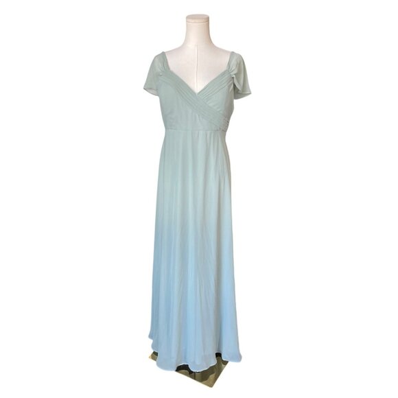 Birdy Grey Spence Convertible Bridesmaid Dress Size M Sage Green Chiffon Maxi - Picture 4 of 9